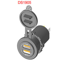 Dual Port USB Socket - Double type A - 6-30V - DS1905 - ASM